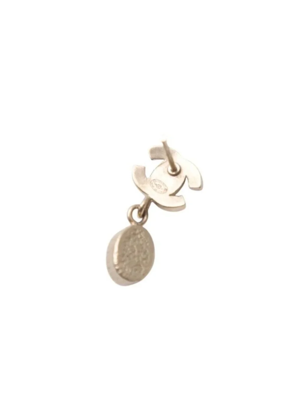 Chanel CC Logo Drop Earrings Dangle 09 Metal Rhinestone Silver
